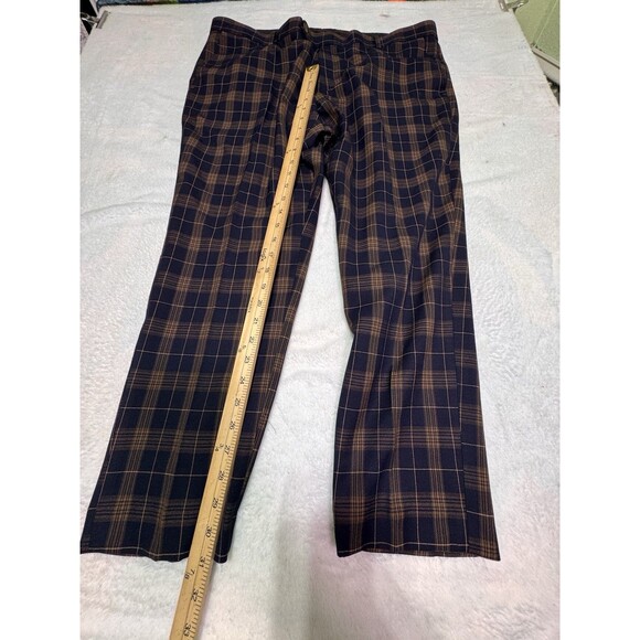 Santena Men’s Pants Golf 44wx28l Plaid Gold And Black Chino Active Wear Vintage - Picture 4 of 10
